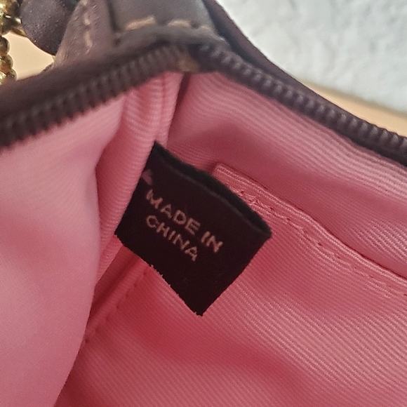 Coach Signature Brown Leather Trim Canvas Logo Clutch Wristlet Turnlock Prom Y2K - Picture 16 of 17